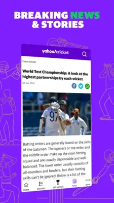 Yahoo Cricket android App screenshot 1